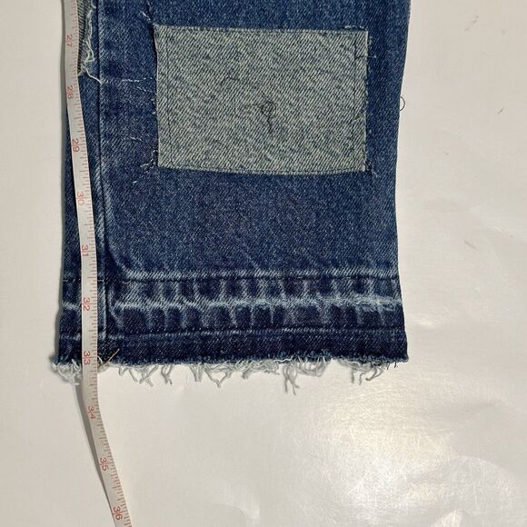 We The Free People Jeans Size 25 Bare With Me Mid Rise Straight Leg Patchwork - Picture 10 of 16